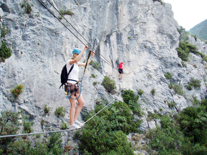 Le grand pont de singe face au vide